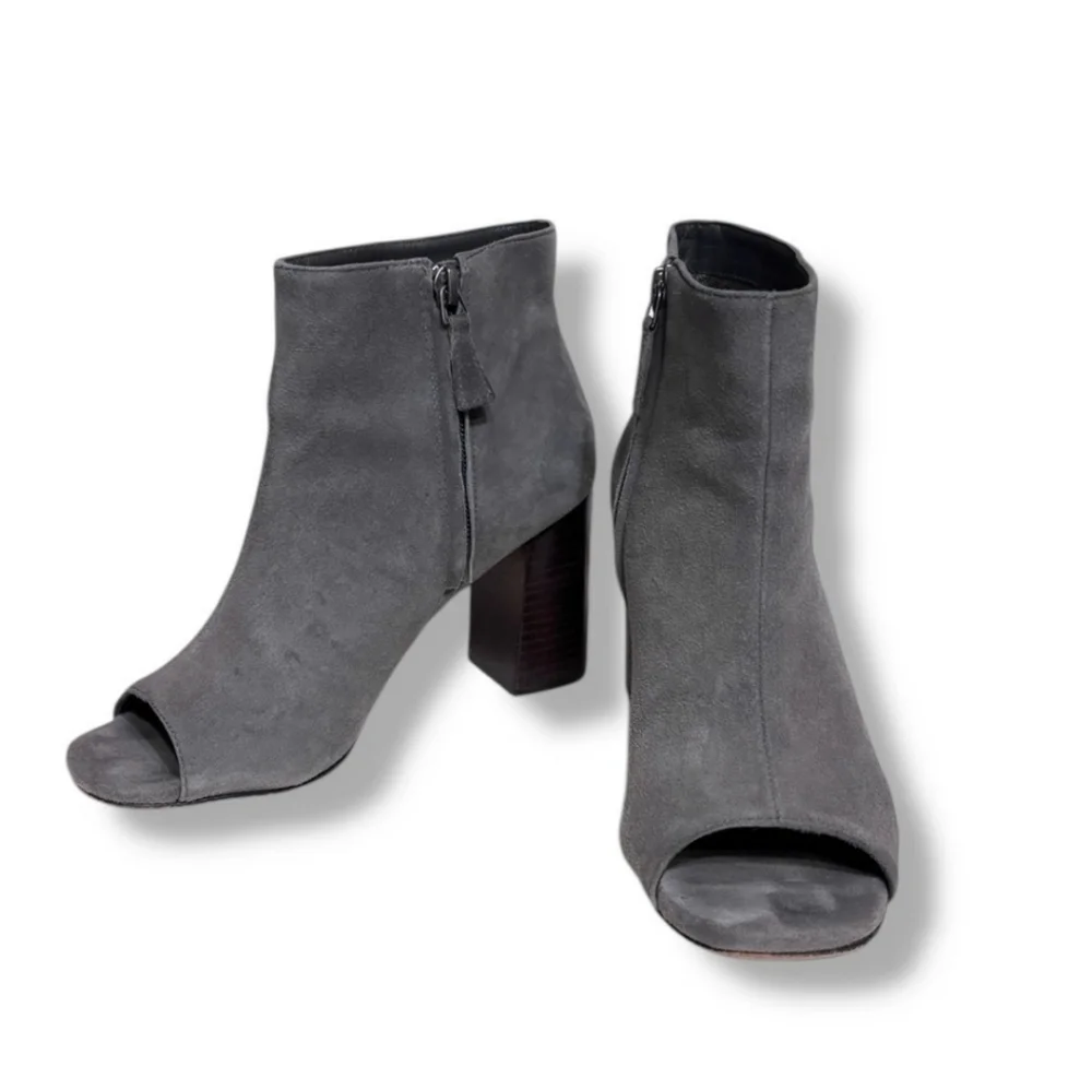 JOHNSTON & MURPHY Grey Suede Peep Toe Lizzie Booties